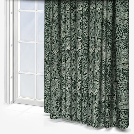 Morris & Co Marigold Floral Jacquard Leaf Green Pencil Pleat rm_curtain