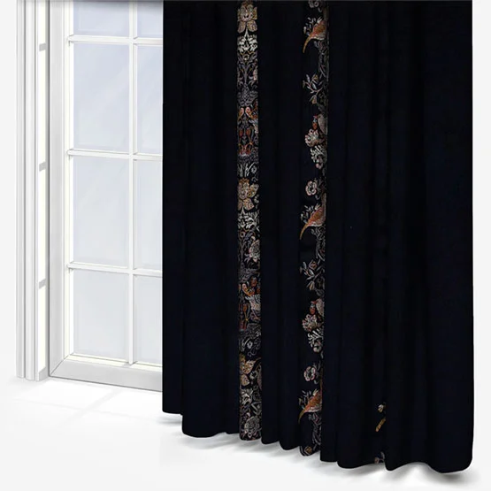 Morris & Co Strawberry Thief Embroidery Floral Indigo Pencil Pleat rm_curtain