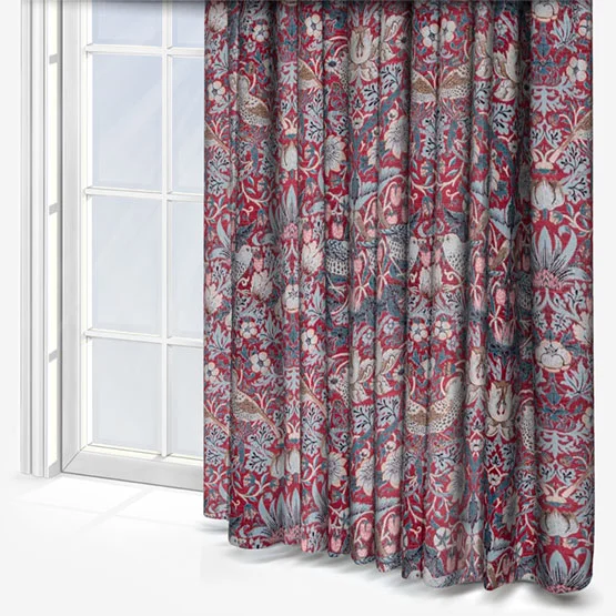 Morris & Co Strawberry Thief Jacquard Floral Berry Pencil Pleat rm_curtain