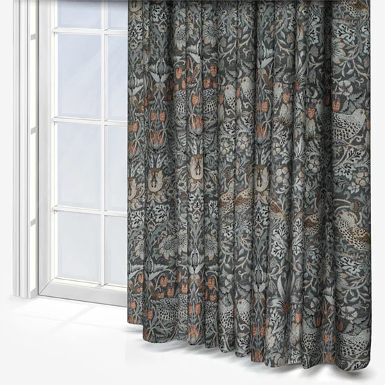 Morris & Co Strawberry Thief Jacquard Floral Biscuit Pencil Pleat rm_curtain