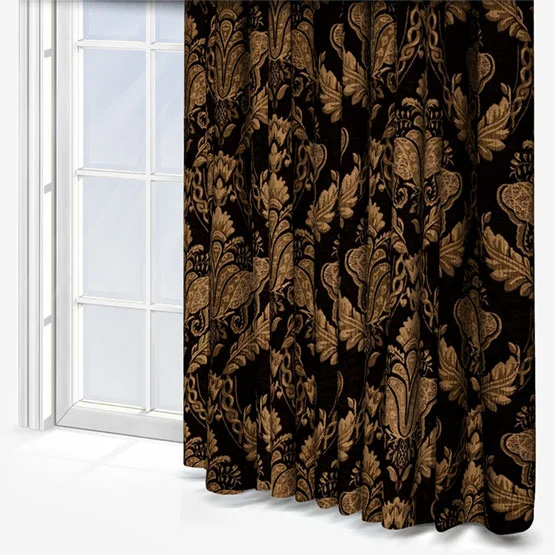 Paoletti Shiraz Traditional Jacquard Black Pencil Pleat rm_curtain