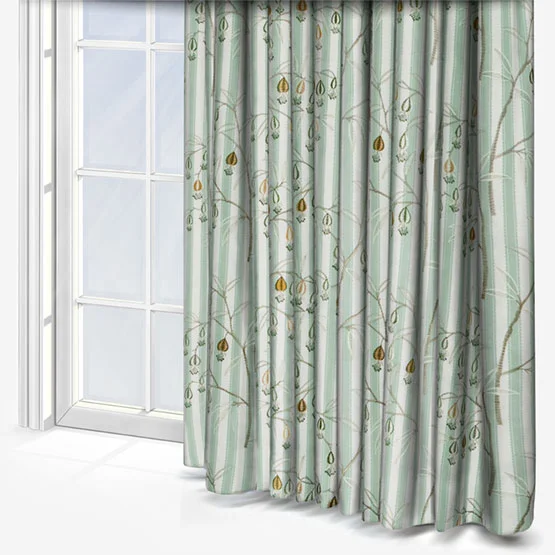 Sanderson Chinese Lanterns Embroidered Sage Pencil Pleat rm_curtain