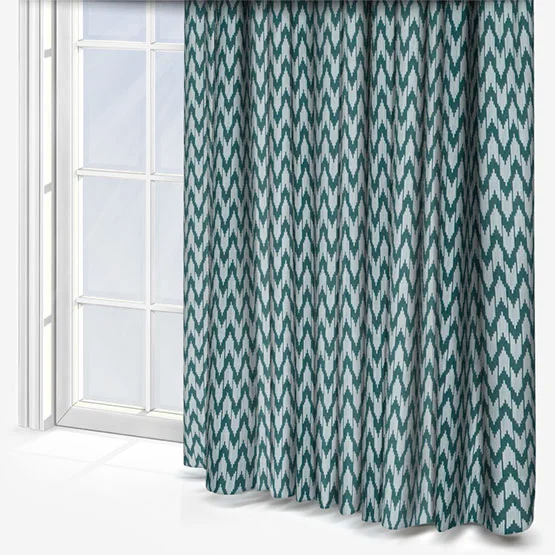 Sanderson Hutton Jacquard Blue Pencil Pleat rm_curtain