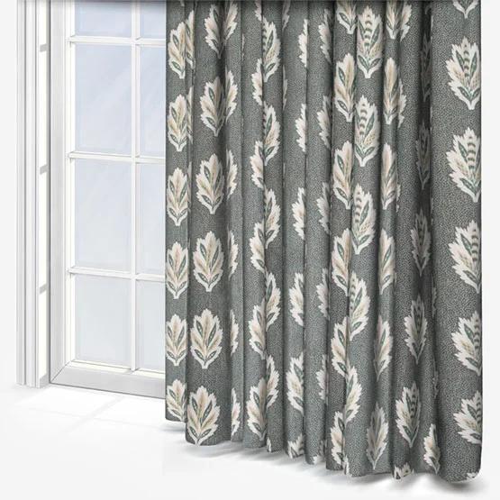 Sanderson Sessiele Leaf Motif Delph Blue Pencil Pleat rm_curtain