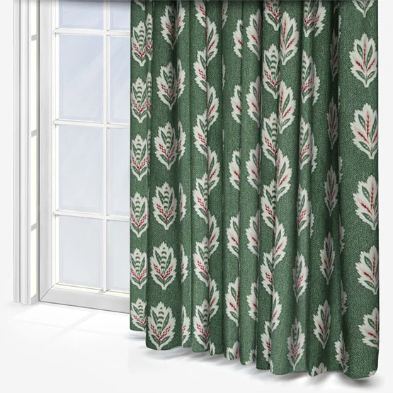 Sanderson Sessiele Leaf Motif Leaf Green Pencil Pleat rm_curtain