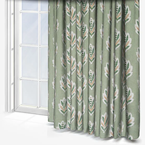 Sanderson Sessiele Leaf Motif Sage Pencil Pleat rm_curtain
