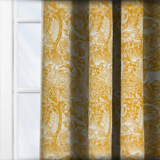 Furn Winter Woods Animal Chenille Ochre Eyelet rm_curtain