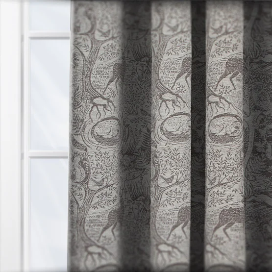 Furn Winter Woods Animal Chenille Taupe Eyelet rm_curtain