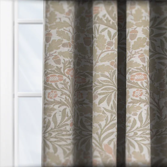 Morris & Co Acorn Multi Jacquard Stone and Sage Pencil Pleat rm_curtain