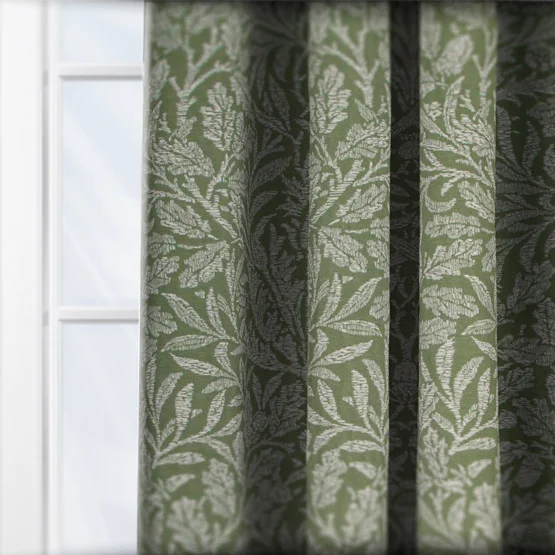Morris & Co Acorn Tonal Matt Sage Pencil Pleat rm_curtain