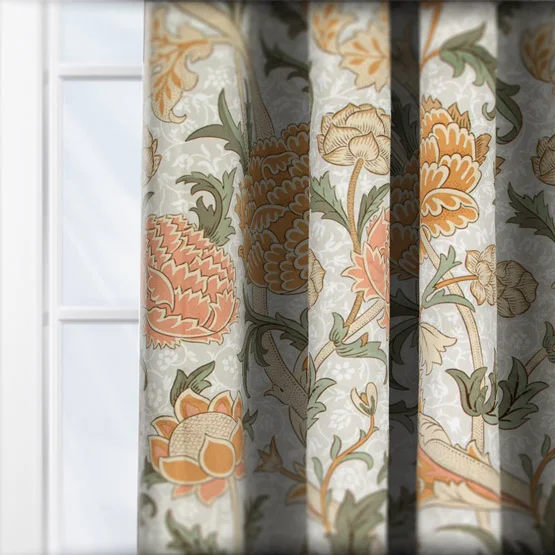 Morris & Co Cray Floral Velvet Clay and Stone Pencil Pleat rm_curtain