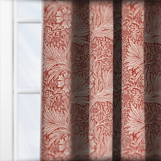 Morris & Co Marigold Floral Jacquard Russet Pencil Pleat rm_curtain