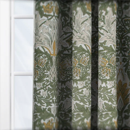Morris & Co Snakesheads Jacquard Chenille Sunflower and Stone Pencil Pleat rm_curtain