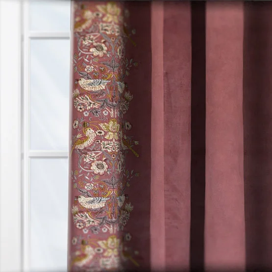 Morris & Co Strawberry Thief Embroidery Floral Berry Pencil Pleat rm_curtain