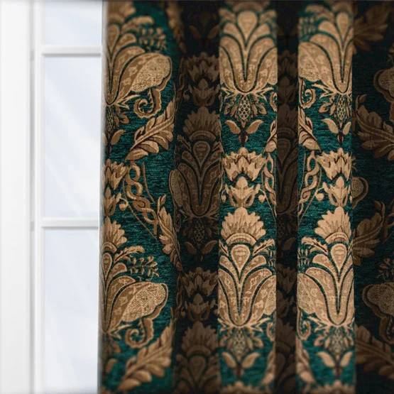 Paoletti Shiraz Traditional Jacquard Emerald Pencil Pleat rm_curtain