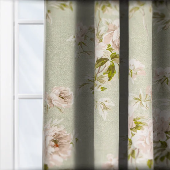 Sanderson Adele Floral Chenille Sage Pencil Pleat rm_curtain