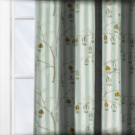 Sanderson Chinese Lanterns Embroidered Sage Pencil Pleat rm_curtain