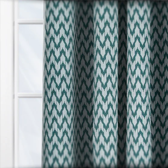 Sanderson Hutton Jacquard Blue Pencil Pleat rm_curtain