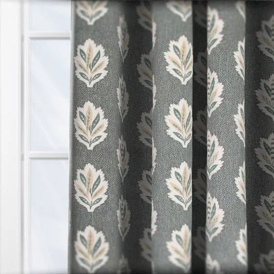 Sanderson Sessiele Leaf Motif Delph Blue Pencil Pleat rm_curtain
