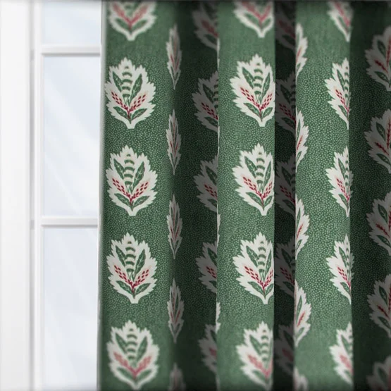 Sanderson Sessiele Leaf Motif Leaf Green Pencil Pleat rm_curtain