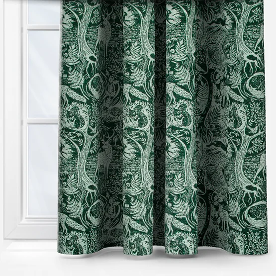 Furn Winter Woods Animal Chenille Emerald Eyelet rm_curtain