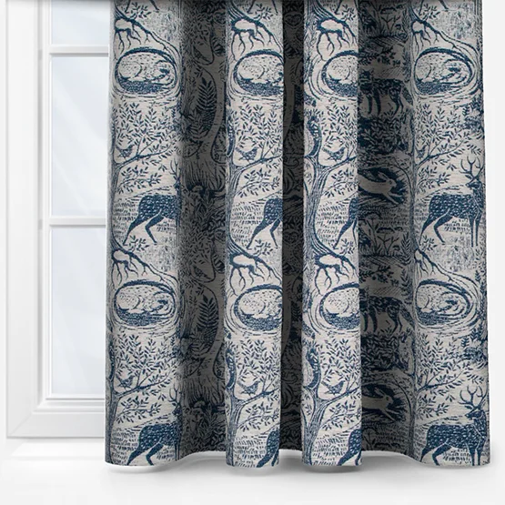 Furn Winter Woods Animal Chenille Midnight Eyelet rm_curtain