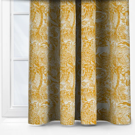 Furn Winter Woods Animal Chenille Ochre Eyelet rm_curtain
