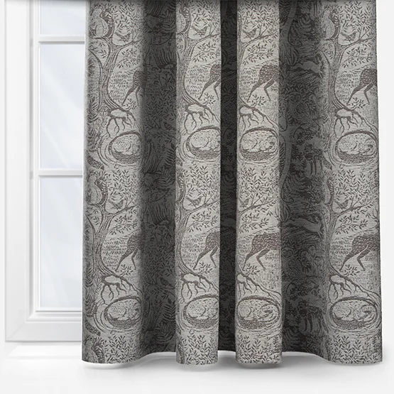 Furn Winter Woods Animal Chenille Taupe Eyelet rm_curtain