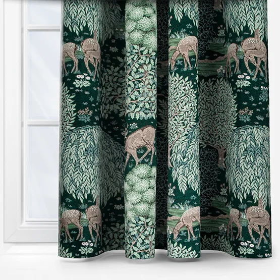 Morris & Co Brook Woodland Jacquard Forest Green Pencil Pleat rm_curtain