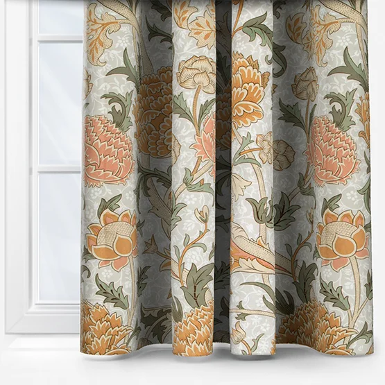 Morris & Co Cray Floral Velvet Clay and Stone Pencil Pleat rm_curtain