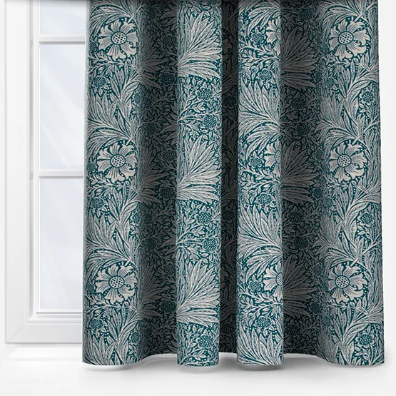 Morris & Co Marigold Floral Jacquard Indigo Pencil Pleat rm_curtain
