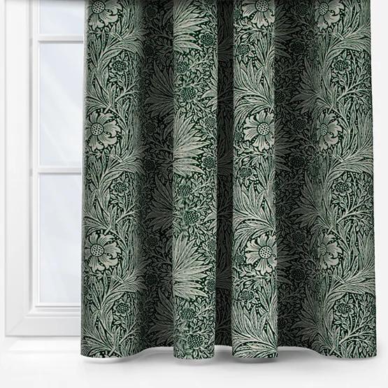 Morris & Co Marigold Floral Jacquard Leaf Green Pencil Pleat rm_curtain