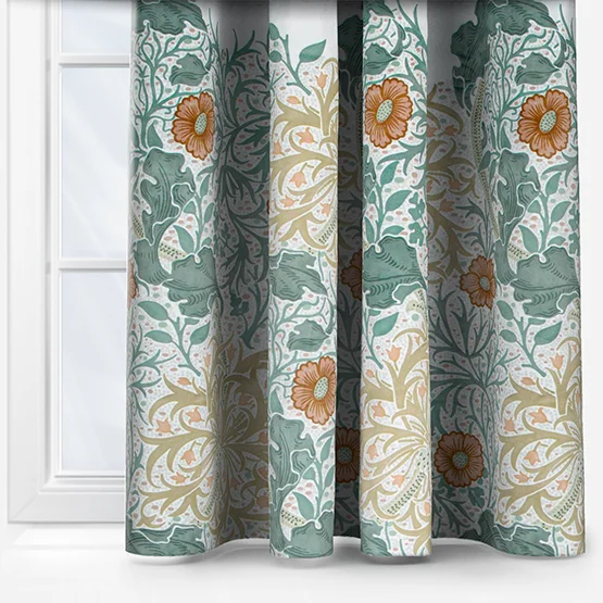 Morris & Co Seaweed Printed Velvet Stone and Sunflower Pencil Pleat rm_curtain