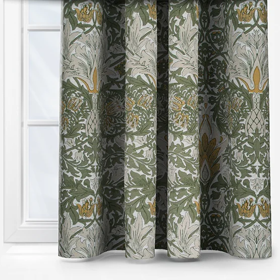 Morris & Co Snakesheads Jacquard Chenille Sunflower and Stone Pencil Pleat rm_curtain