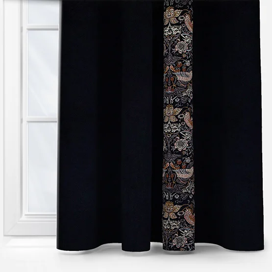 Morris & Co Strawberry Thief Embroidery Floral Indigo Pencil Pleat rm_curtain