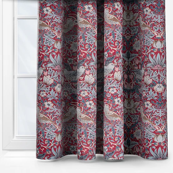 Morris & Co Strawberry Thief Jacquard Floral Berry Pencil Pleat rm_curtain