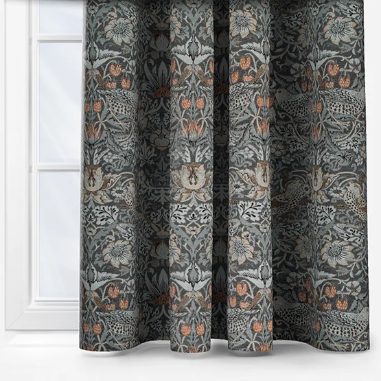 Morris & Co Strawberry Thief Jacquard Floral Biscuit Pencil Pleat rm_curtain