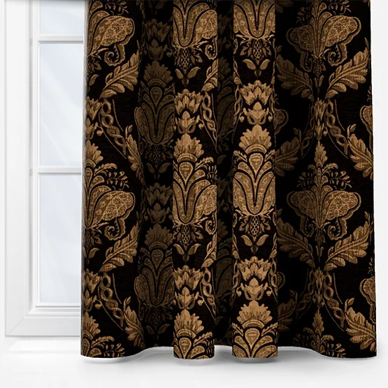 Paoletti Shiraz Traditional Jacquard Black Pencil Pleat rm_curtain