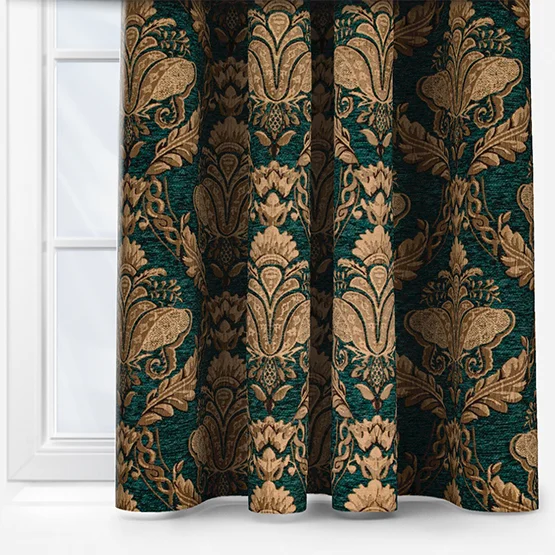 Paoletti Shiraz Traditional Jacquard Emerald Pencil Pleat rm_curtain