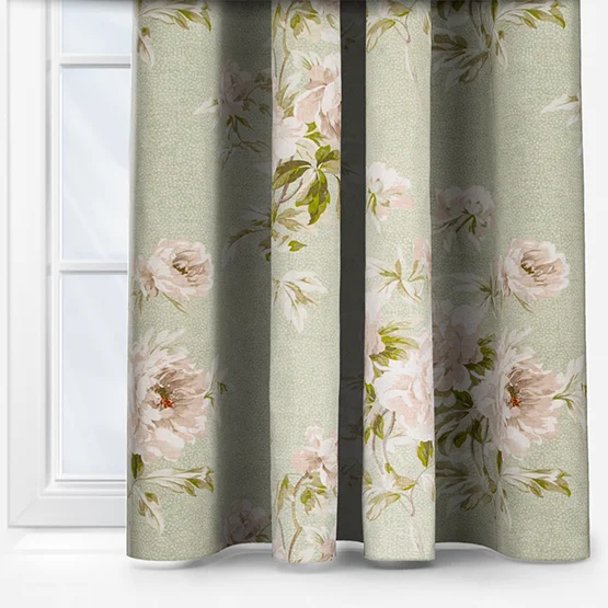 Sanderson Adele Floral Chenille Sage Pencil Pleat rm_curtain