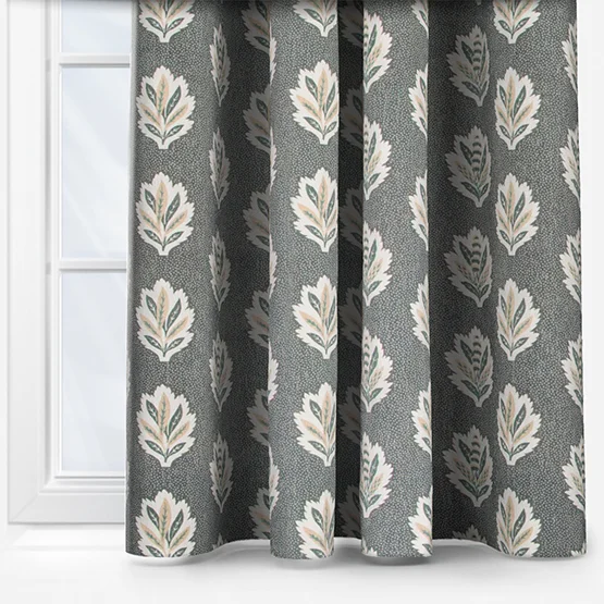Sanderson Sessiele Leaf Motif Delph Blue Pencil Pleat rm_curtain