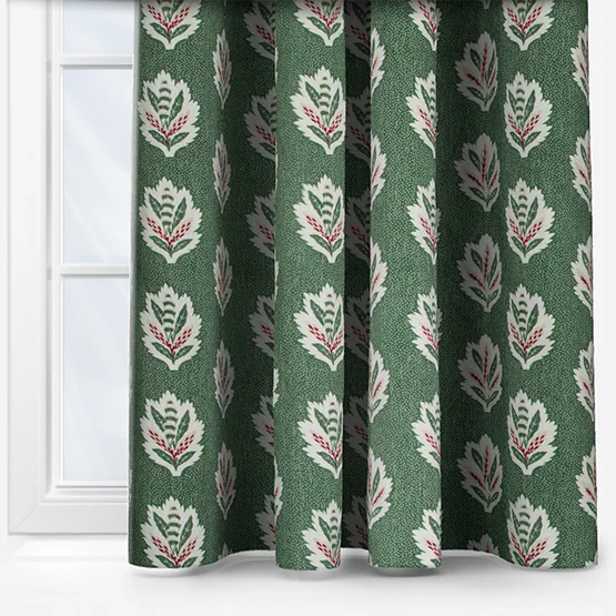 Sanderson Sessiele Leaf Motif Leaf Green Pencil Pleat rm_curtain