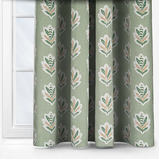 Sanderson Sessiele Leaf Motif Sage Pencil Pleat rm_curtain