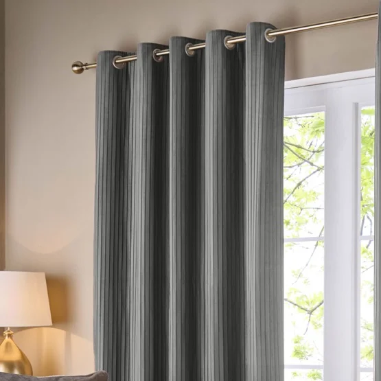 Paoletti Corinthian Velvet Grey Eyelet rm_curtain