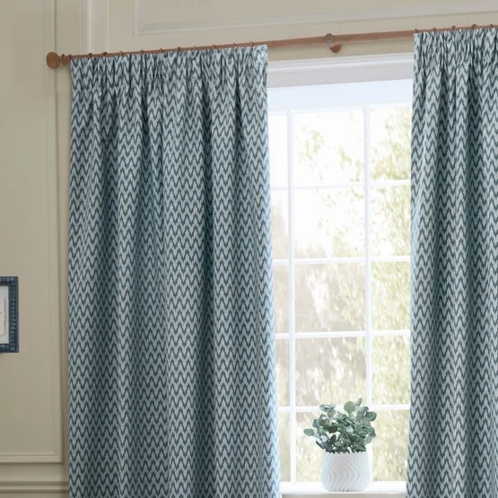 Sanderson Hutton Jacquard Blue Pencil Pleat rm_curtain