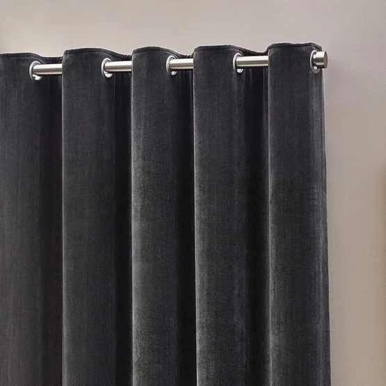 Chenille Opulence Charcoal Eyelet rm_curtain