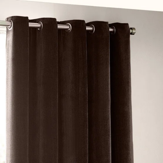 Yard Heavy Chenille Brown Eyelet rm_curtain