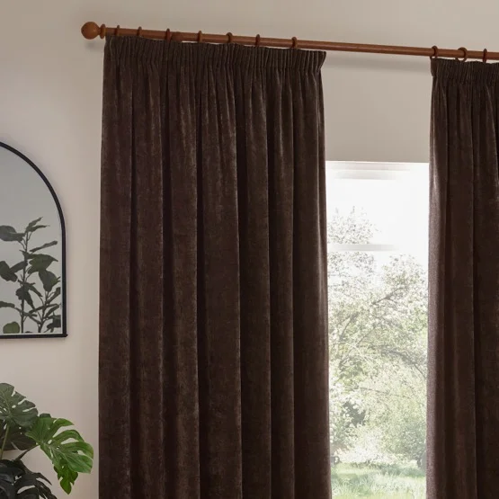 Yard Heavy Chenille Brown Pencil Pleat rm_curtain