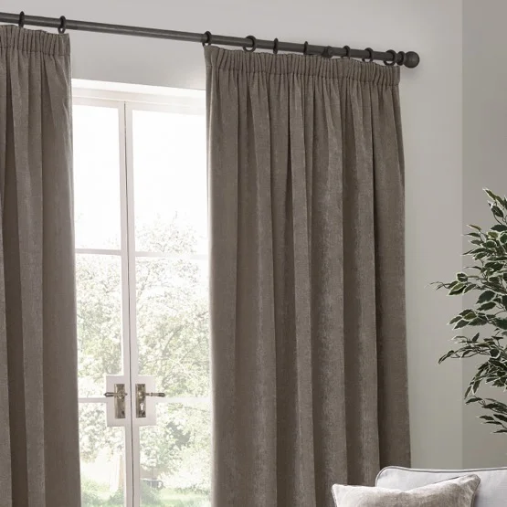 Yard Heavy Chenille Greige Pencil Pleat rm_curtain