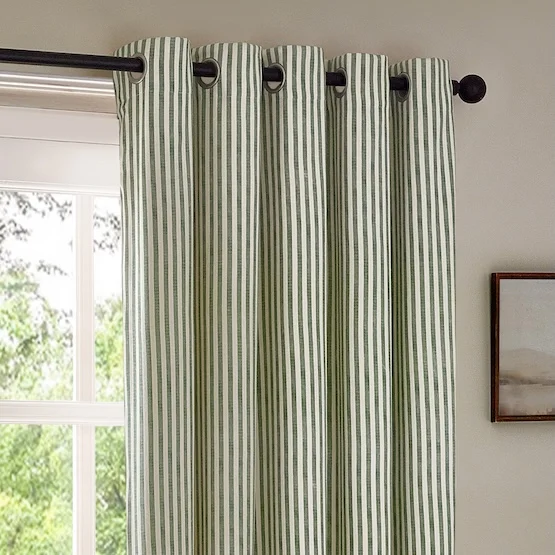 Yard Hebden Striped Forest Green Eyelet rm_curtain